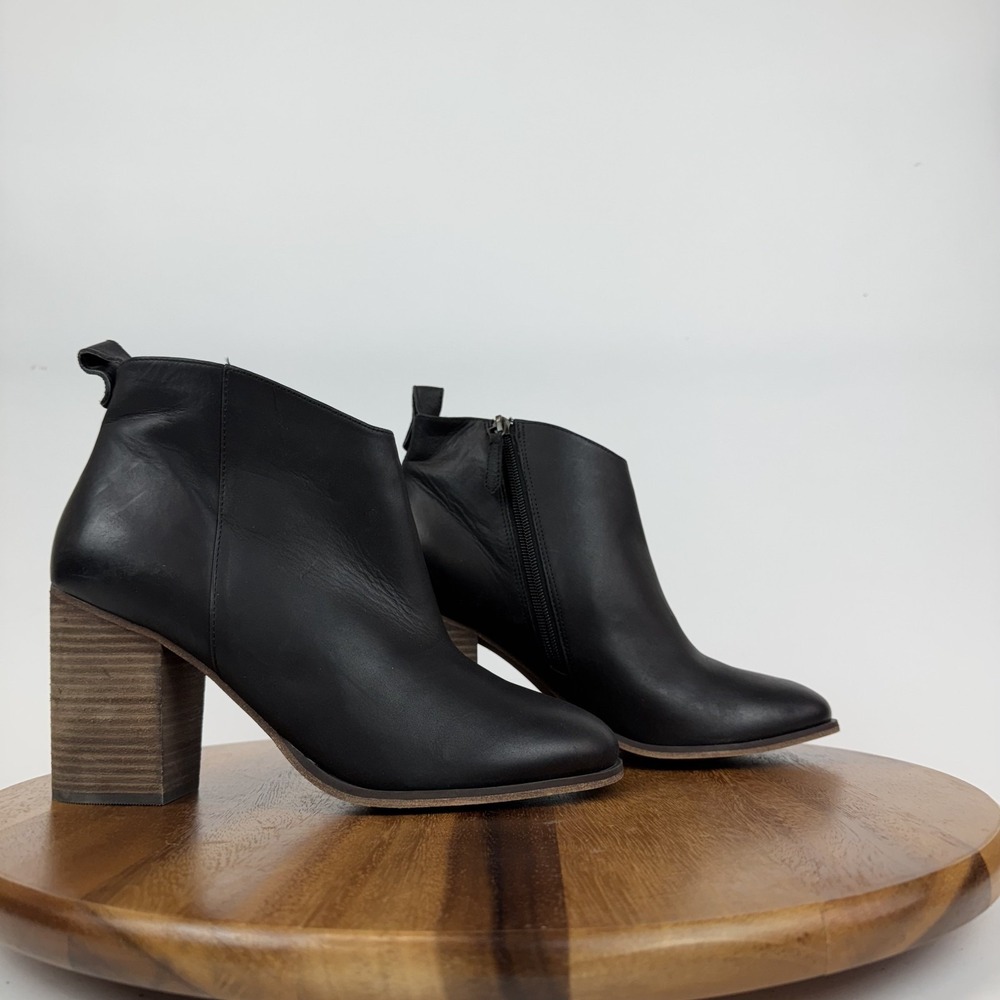 New Womens BP Lance Black‎ Distressed Leather Heeled Ankle Booties Boots Size 11